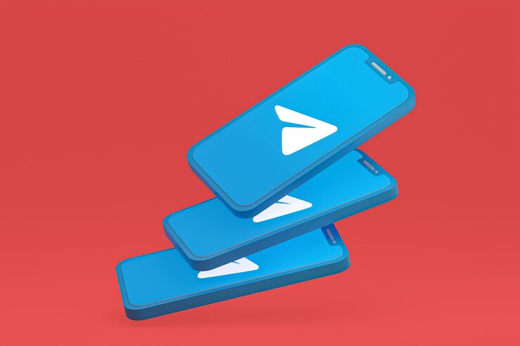 Foto icono de telegrama en la pantalla del teléfono inteligente o teléfono móvil 3d render