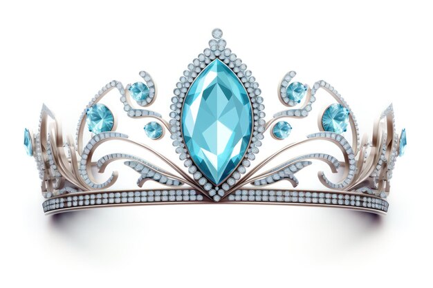 Foto el icono de la tiara acuamarina en fondo blanco ar 32 v 52 id de trabajo ca45fad424334d38ac291db4ec4e9f24