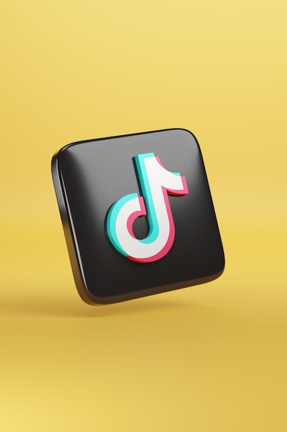 Icono Tiktok aislado en fondo amarillo ilustración 3d