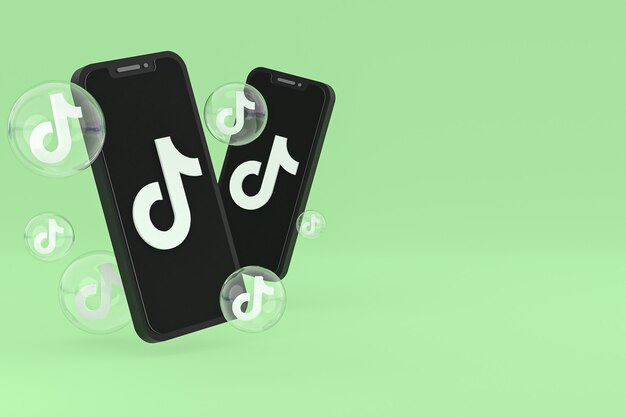 Icono de Tiktok en la pantalla del teléfono inteligente o teléfono móvil 3D Render