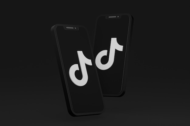 Icono de Tiktok en la pantalla del teléfono inteligente o teléfono móvil 3D Render