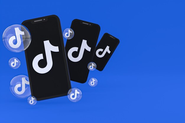 Icono de Tiktok en la pantalla del teléfono inteligente o teléfono móvil 3D Render