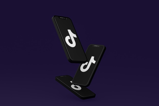 Icono de Tiktok en la pantalla del teléfono inteligente o teléfono móvil 3d render