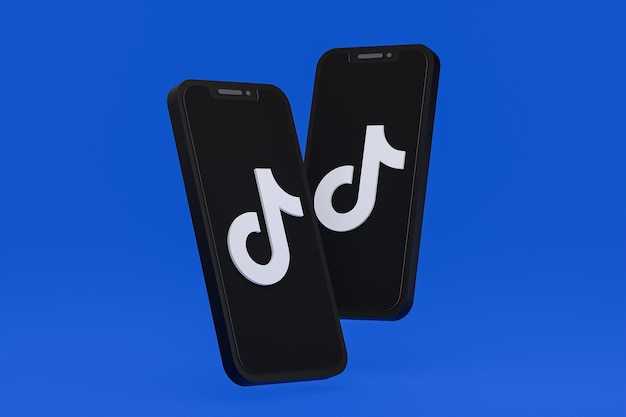 Icono de Tiktok en la pantalla del teléfono inteligente o teléfono móvil 3d render