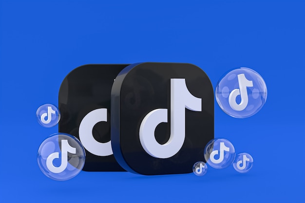 Icono de Tiktok en la pantalla de los teléfonos móviles 3D Render