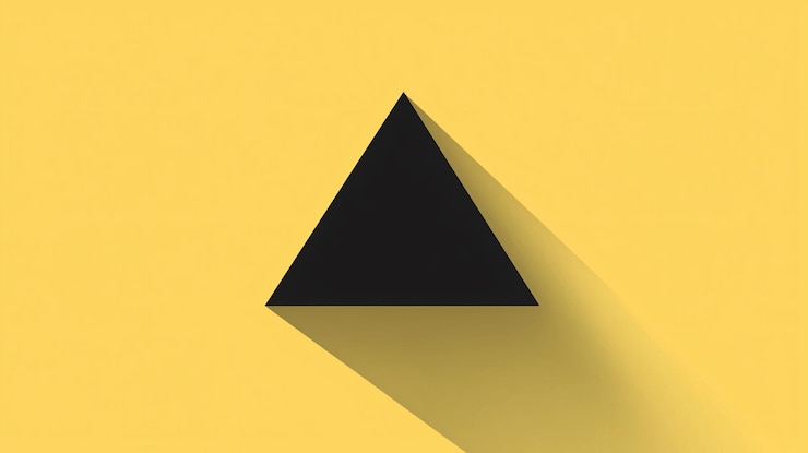 Foto icono de triángulo en negro apuntando hacia arriba sobre un fondo amarillo vibrante