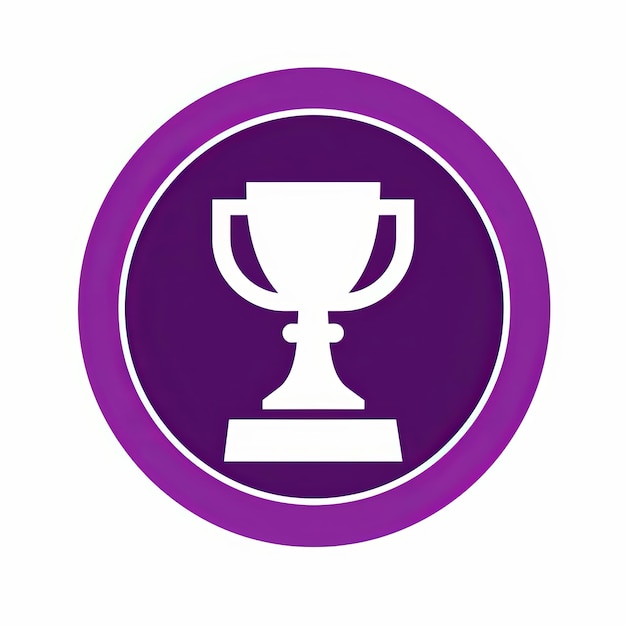 un icono de trofeo morado sobre un fondo blanco