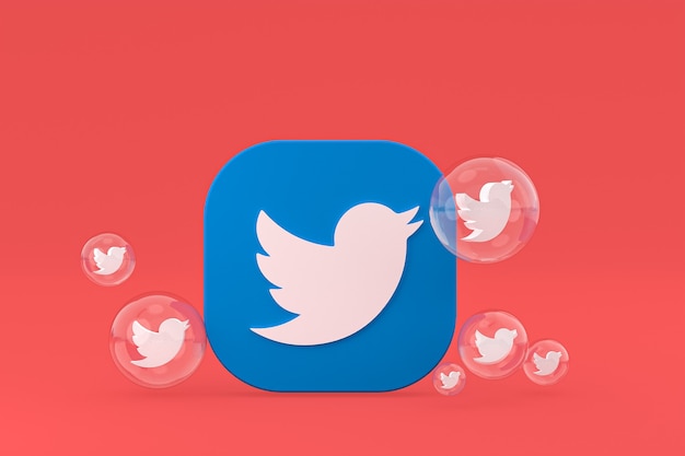 Icono de Twitter en la pantalla del teléfono inteligente o render 3d móvil