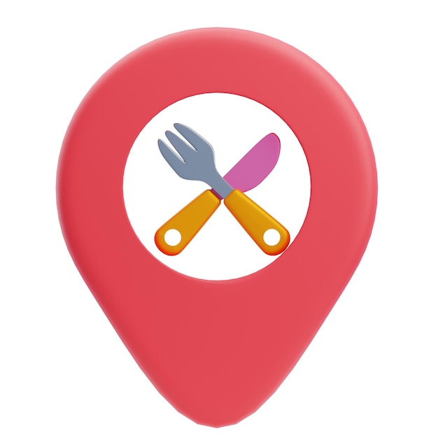 Icono de ubicación de comedor 3D para entretenimiento