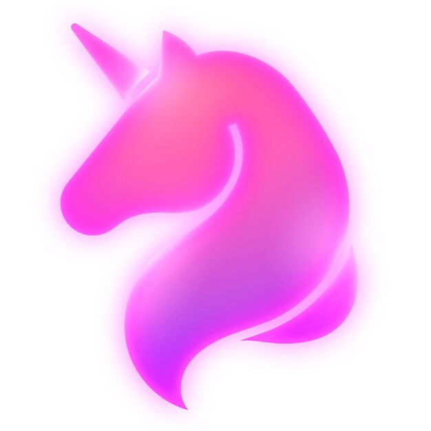 El icono del unicornio png pegatina de neón brillo de fondo transparente