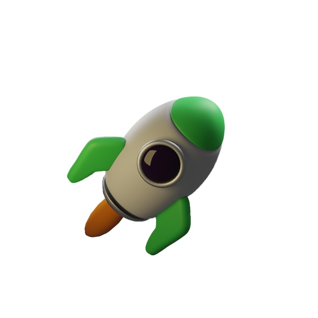 Icono de vector 3d Cohete de nave espacial Cohete de juguete concepto de negocio ascendente Estilo minimalista de dibujos animados