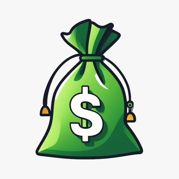 Foto el icono del vector de la bolsa de dinero es de color verde