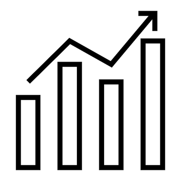 Icono del vector de estadísticas de crecimiento del gráfico