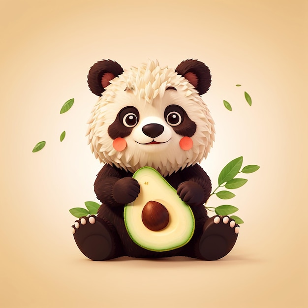 Icono vectorial de dibujos animados de aguacate lindo Ilustración Icono de fruta animal Concepto aislado Vector plano de estilo de dibujo animado premium