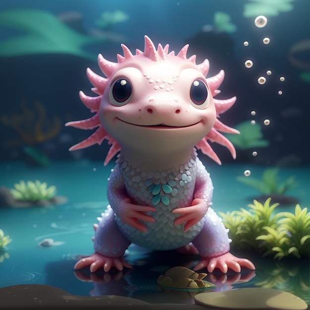 Icono vectorial de dibujos animados Axolotl Ilustración Icono de amor animal Concepto aislado Vector plano de estilo de dibujo animado premium