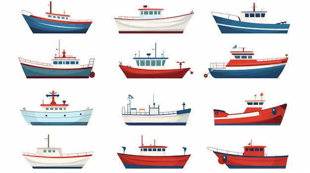 Icono vectorial de dibujos animados de barcos ilustración de transporte concepto de icono de objeto vector premium aislado f