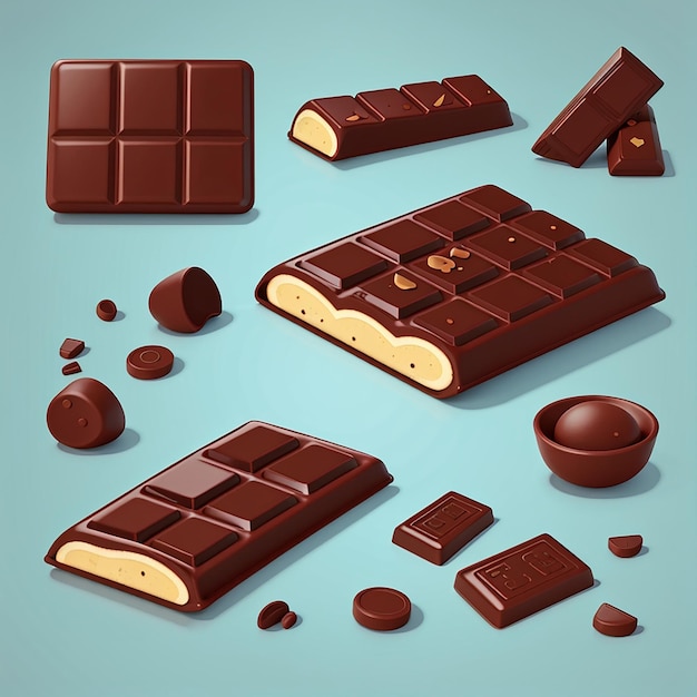Icono vectorial de dibujos animados de bares de chocolate Ilustración Icono de bocadillos de comida Concepto de Icono Vector plano premium aislado