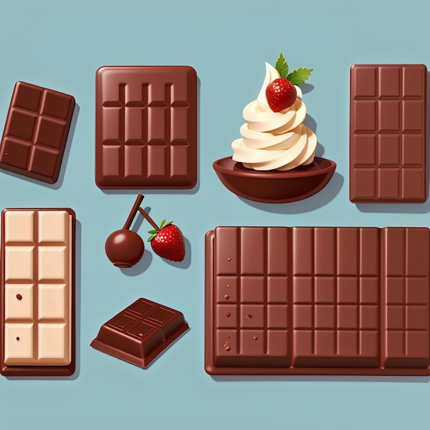 Icono vectorial de dibujos animados de barras de chocolate Ilustración de icono de vacaciones de comida Concepto de vector premium aislado