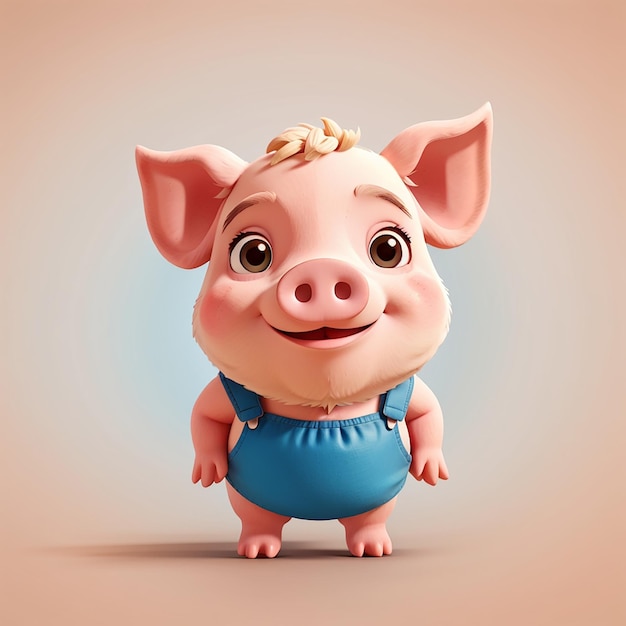Icono vectorial de dibujos animados de cerdo lindo confundido Ilustración de icono de naturaleza animal concepto de vector plano aislado