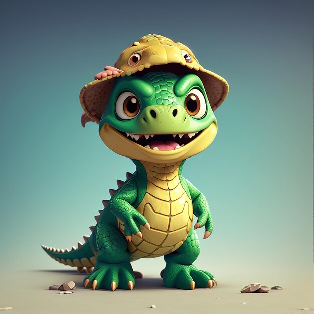 El icono vectorial de dibujos animados de Cute Dinosaur Kid Happy Ilustración del icono de la naturaleza animal Concepto aislado de vector plano premium Estilo de dibuios animados