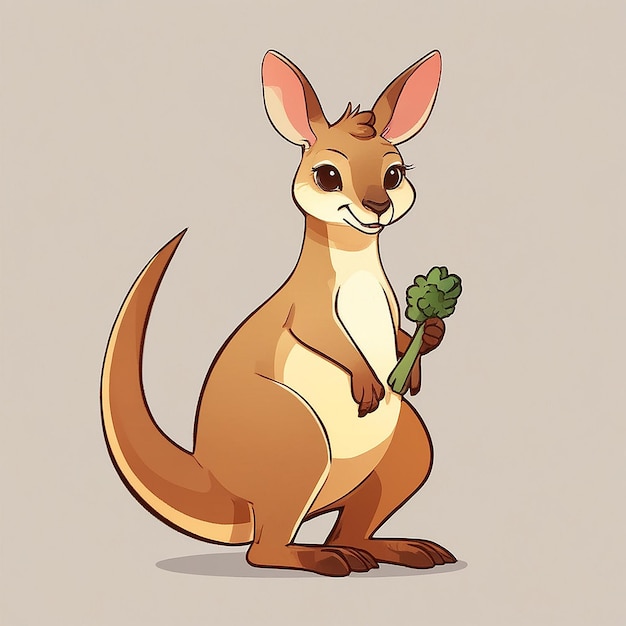 Foto el icono vectorial de dibujos animados cute kangaroo kid ilustración del icono de la naturaleza animal concepto aislado vector plano de estilo de dibujo animado premium