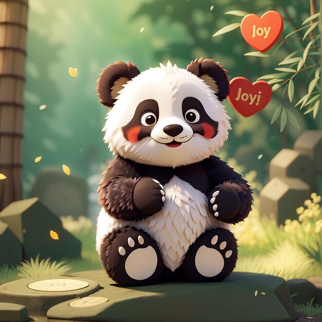 El icono vectorial de dibujos animados de Cute Panda Fall In Love Ilustración del icono de amor animal Concepto aislado de estilo de dibuyos animados planos vectoriales premium