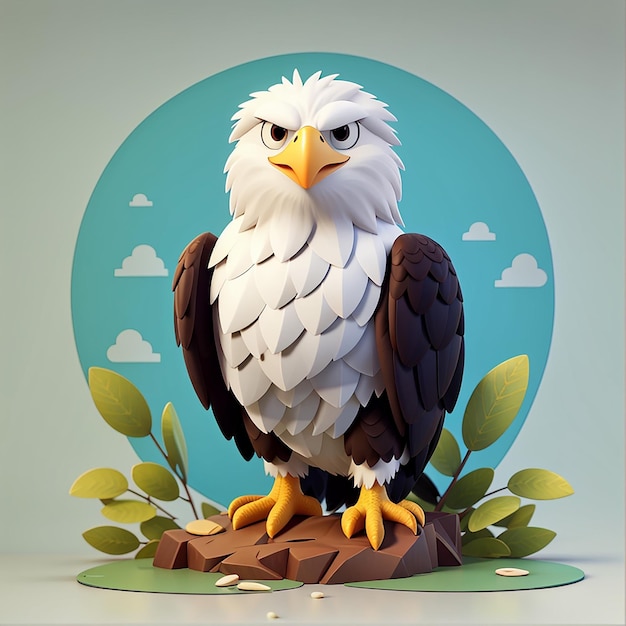 Foto icono vectorial de dibujos animados de pájaro águila lindo ilustración icono de naturaleza animal concepto aislado vector plano de estilo de dibujo animado premium