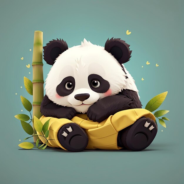 Icono vectorial de dibujos animados de panda durmiente Ilustración Icono de animales Concepto aislado Estilo de dibuyos animados plano vectorial premium