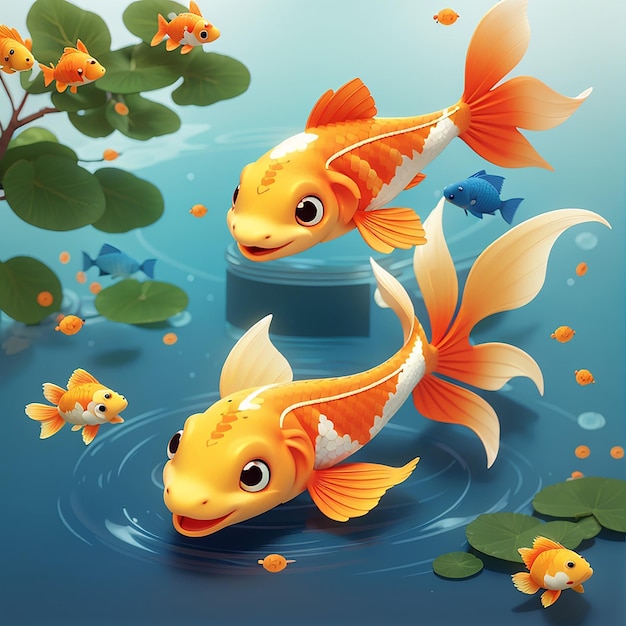 Foto icono vectorial de dibujos animados de peces koi ilustración icono de naturaleza animal concepto aislado vector plano de estilo de dibujo animado premium