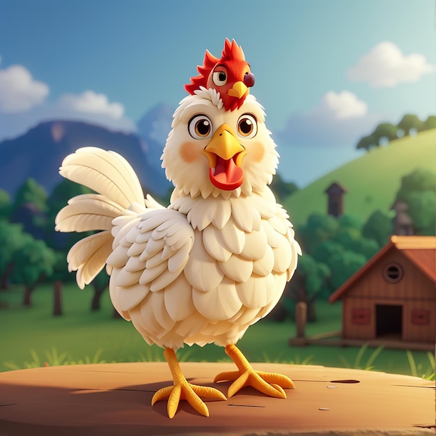 Icono vectorial de dibujos animados de pollo volador lindo Ilustración Icono animal Concepto vectorial premium aislado
