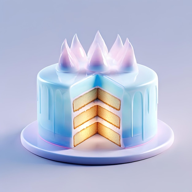 Foto icono de vidrio estilizado brillante de comida de postre de pastel
