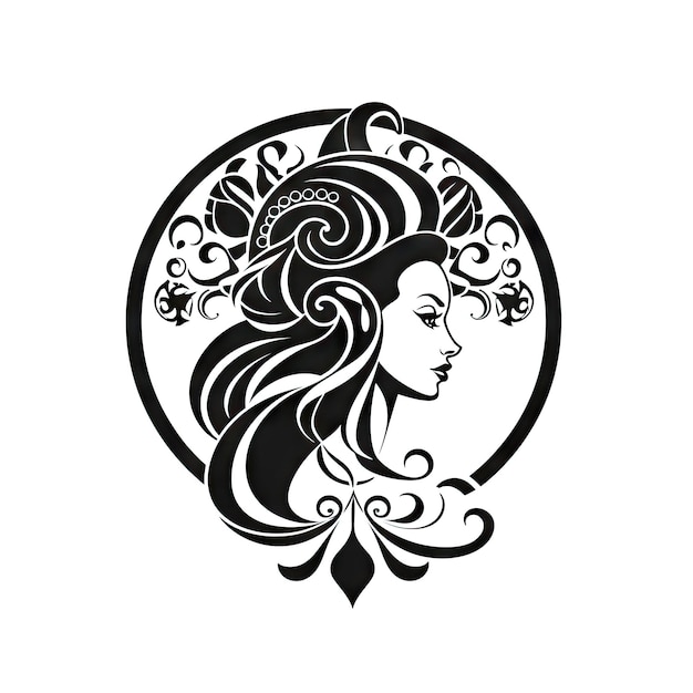 Icono de Virgo Mujer Símbolo del zodiaco Ornamento de Virgo Silueta Horóscopo Pictograma Signo astrológico mínimo Ilustración generativa de IA aislada