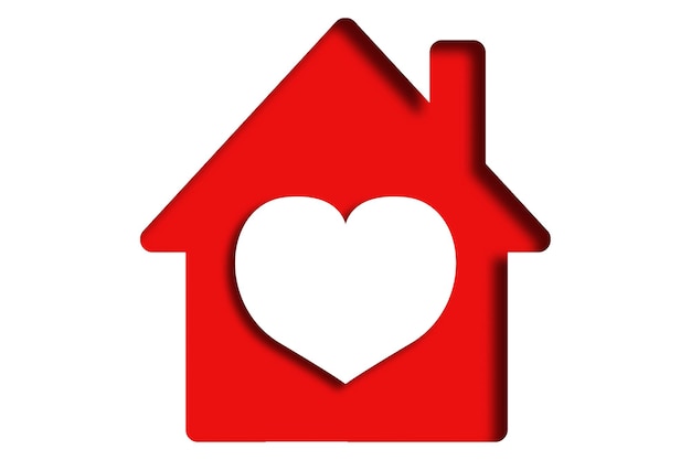Foto icono de vivienda con forma de corazón aislado