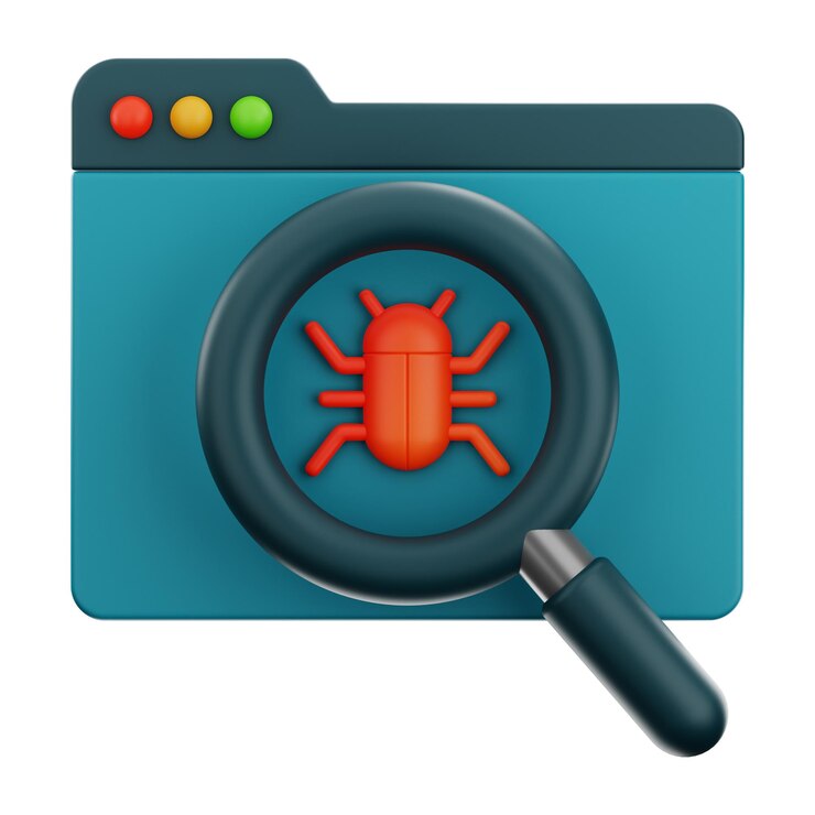 Foto icono web de depuración cibernética premium representación 3d sobre fondo aislado