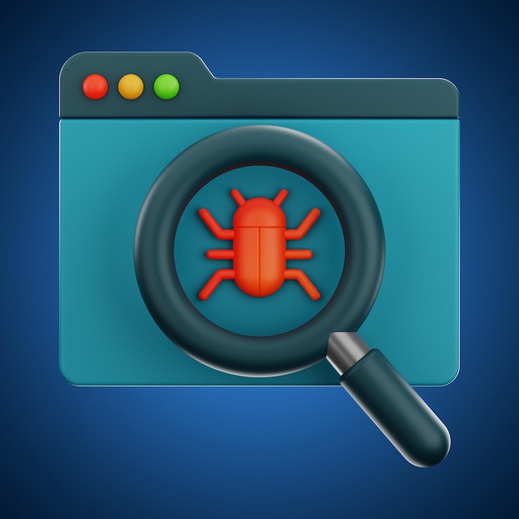 Foto icono web de depuración cibernética premium representación 3d sobre fondo aislado