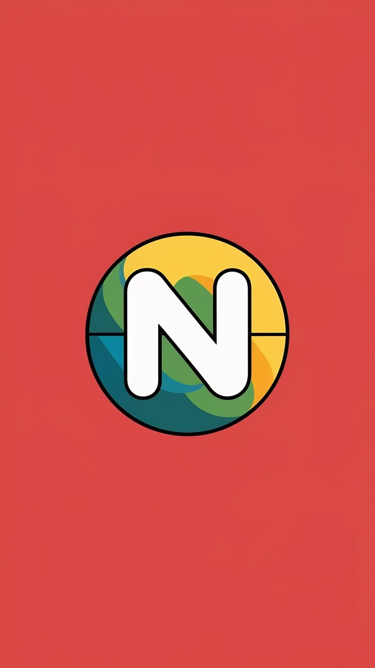 Foto el icono de la web del logotipo de la esfera de círculo plano divertido n signo de letra vector desi