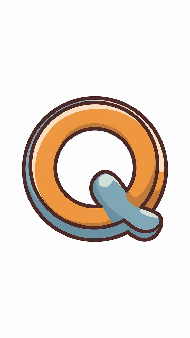 Foto el icono de la web del logotipo de la esfera de círculo plano divertido q letra signo vector desi