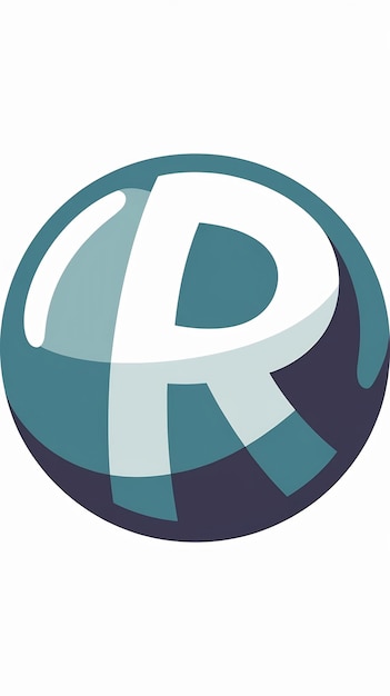 El icono de la web del logotipo de la esfera de círculo plano divertido R letra signo vector desi