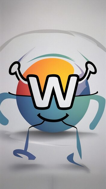 El icono de la web del logotipo de la esfera de círculo plano divertido W letra signo vector desi