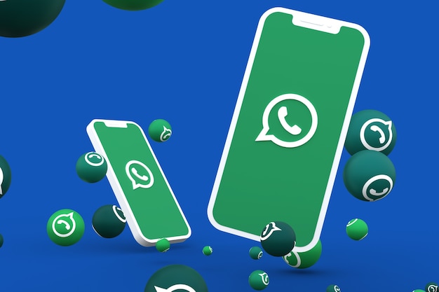 Icono de whatsapp en la pantalla del teléfono inteligente o móvil y reacciones de whatsapp