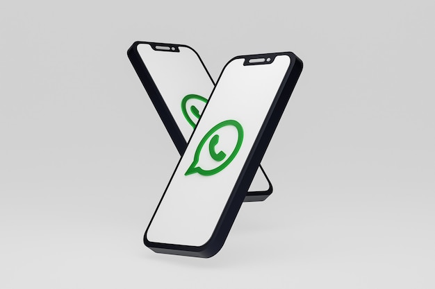 Icono de Whatsapp en la pantalla del teléfono inteligente o teléfono móvil 3D Render