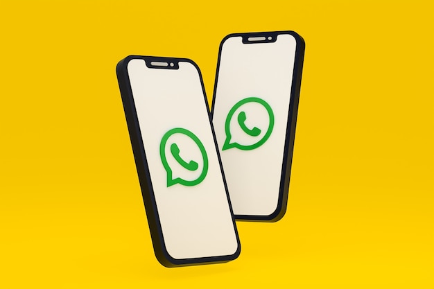 Icono de Whatsapp en la pantalla del teléfono inteligente o teléfono móvil 3D Render