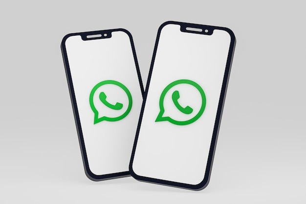 Icono de Whatsapp en la pantalla del teléfono inteligente o teléfono móvil 3D Render