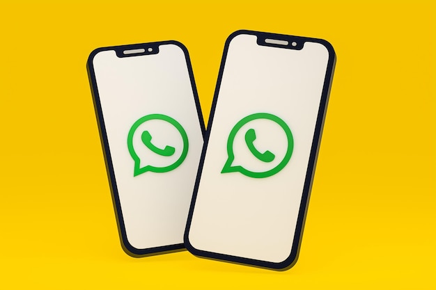 Icono de Whatsapp en la pantalla del teléfono inteligente o teléfono móvil 3D Render
