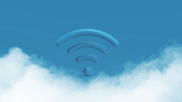 Icono Wifi aislado sobre fondo azul 3D rendering