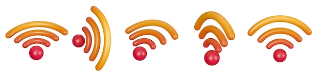 Icono de wifi naranja aislado sobre fondo blanco Concepto de diseño de icono de WiFi 3D Ilustración de procesamiento 3d de símbolo de wifi