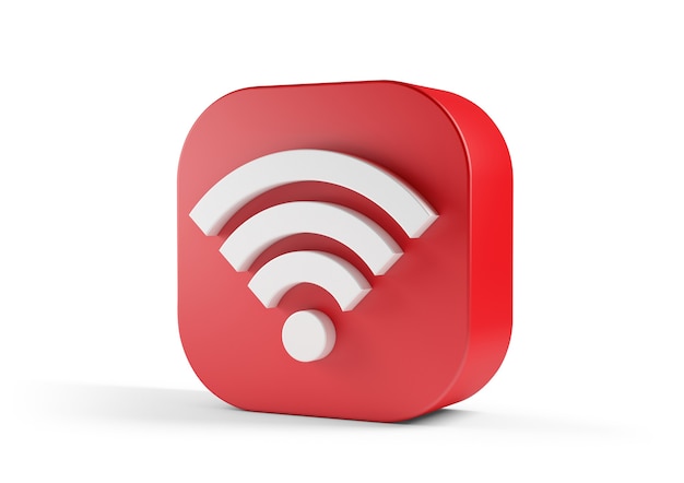 Icono de wifi rojo aislado sobre fondo blanco.