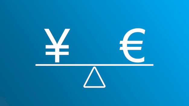 Icono de yen y euro en escalas