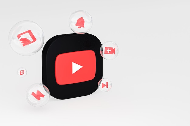 Icono de Youtube en la pantalla del teléfono inteligente o teléfono móvil 3D Render sobre fondo gris