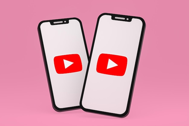 Icono de Youtube en la pantalla del teléfono inteligente o teléfono móvil 3D Render